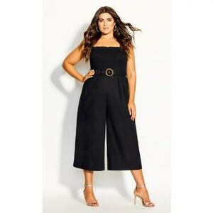 City Chic Smock Jumpsuit Wide Cropped Leg